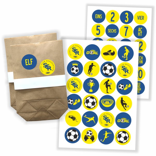 SCR Adventskalender Fußball blau/gelb - Aufkleber & Tüten zum selbst Befüllen